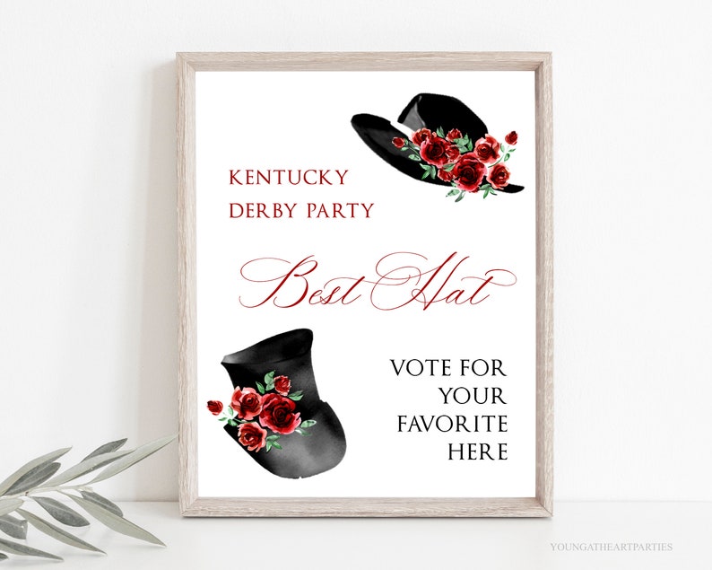 Kentucky Derby Best Hat Game Poster and Ballots, Derby Red Roses Party Game, Editable Derby Game, Horse Race Party Activities, Corjl image 3