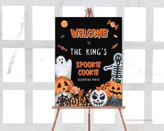 Halloween Cookie Decorating Party Welcome Sign, Spookie Cookie Baking Party Welcome Poster, Editable Cookie Exchange Party Welcome Sign