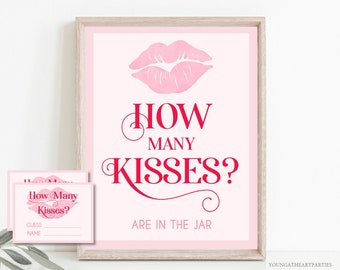 How Many Kisses Bridal Shower Game, Kiss the Miss Bridal Shower, Kisses for the Mrs Game, Bachelorette Game, Instant Download