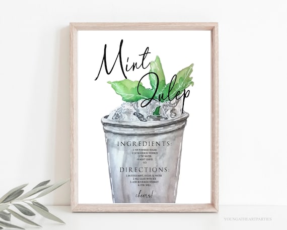 Editable Mint Julep Bar Menu Sign, Derby Signature Drink Sign, Kentucky Derby Bar Sign Template, Derby Roses, Printable Bar Menu Sign, Corjl Il_570xn