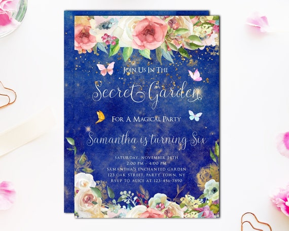 Secret Garden Birthday Party Invitation, Magical Birthday Invitation, Butterfly Birthday Invite, Editable Template, Instant Download Il_570xn
