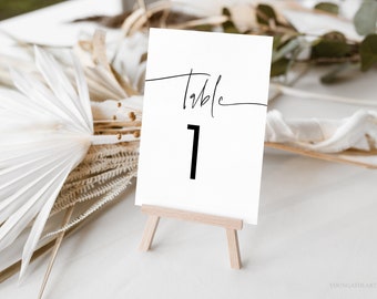 Modern Wedding Table Number, Minimalist Wedding Table Numbers, Editable Table Number Template, Simple Table Numbers, Table Top Signage, M03