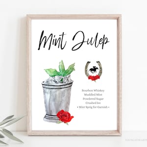 Kentucky Derby Bar Sign Template, Editable Mint Julep Bar Sign, Derby Signature Drink Sign, Derby Roses, Printable Bar Menu Sign, Corjl