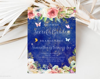 Secret Garden Birthday Party Invitation, Magical Birthday Invitation, Butterfly Birthday Invite, Editable Template, Instant Download