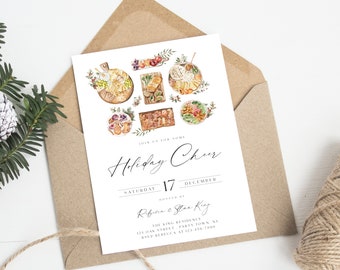 Editable Holiday Party Invitation, Christmas Party Invitation Template, Holiday Charcuterie Party, Holiday Cheer, Instant Download