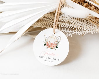 Tea Bridal Favor Tag Template, Tea Party Thank You Tag, Tea Party Bridal Shower Tag, Blush Pink Floral Bridal Tea Brunch, Welcome Bag, PPFT