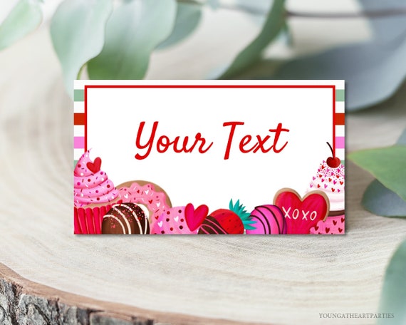 Editable Valentines Party Buffet Food Tent Card Valentine Sweet Treats Food Tent Cards Valentine Sweet Treat Place Cards Instant Download Il_570xn