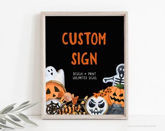 Halloween Cookie Decorating Party Custom Sign Template, Halloween Baking Party, Make Your Own Signs, Unlimited Signs, Kids Halloween Party
