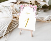 Editable Victorian Purple Pink Flowers Table Numbers, French Victorian Table Numbers Template, Printable Regency Era Table Numbers, Corjl Il_170x135