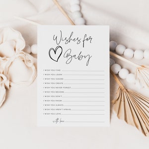 Desideri minimalisti per biglietto per bambini, consigli per modello per bambini, baby shower moderno, gioco di desideri per bambini modificabili, genere neutro, 5x7, MBW11