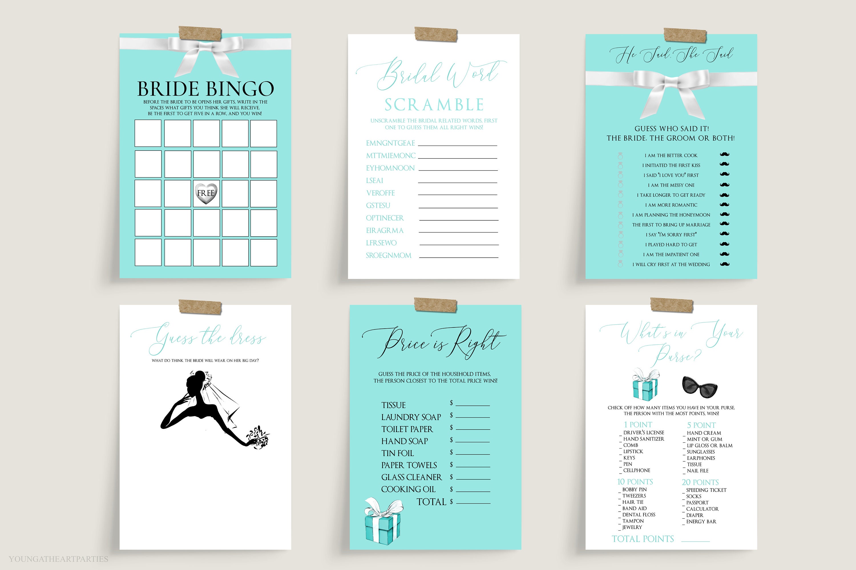Editable Bride & Co. Bridal Shower Games Template Breakfast Etsy