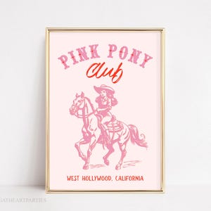 Impression d'art rose du poney club | Téléchargement numérique du poney club rose | Art mural imprimable tendance | Inspiré de Chapelle Roan