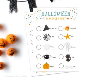 Cute Halloween Scavenger Party Game for Kids, Halloween Scavenger Hunt Game, Printable Halloween Games, Boo Party, Instant Download, CH1