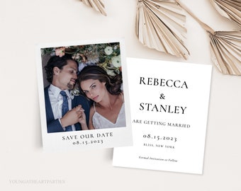 Polaroid Save the Date Card, Minimalist Save the Date Photo, Modern Save our Wedding Day Template, Polaroid Picture Wedding Date Card