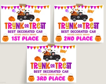 Editable Trunk Or Treat Car Decorating Award, Halloween Trunk Or Treat Certificate Template, Car Decorating Awards, Instant Download