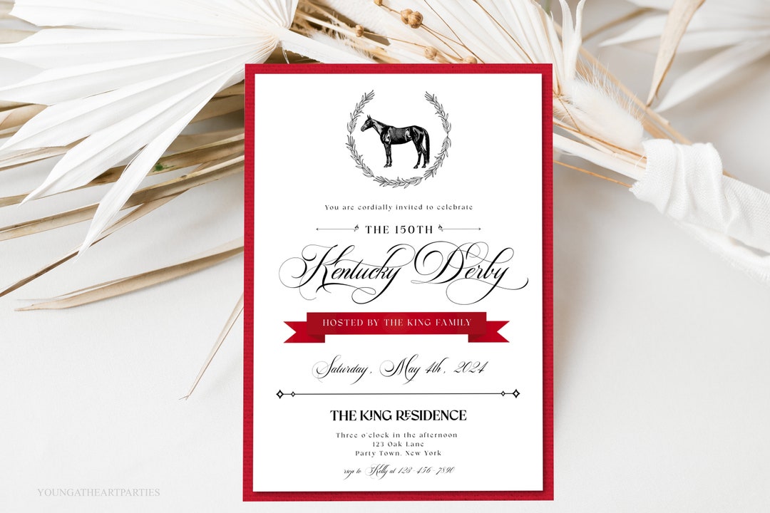 Red and Black Kentucky Derby Gala Invitation, Editable Horse Race Derby ...