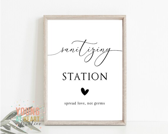 Wedding Hand Sanitizer Sign WLP-SOU 3497 TEMPLETT Social Distance Wedding Hand Sanitizer Sign Script Sanitizer Sign Instant Download