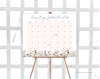 Boho Wildflower Baby Due Date Calendar, Guess Baby's Birthday, Editable Baby Prediction, Floral Due Date Game, Baby Shower Game, DFWF