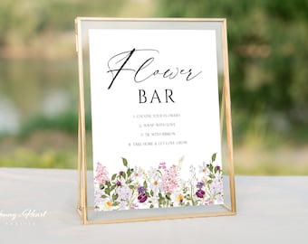 Spring Flower Bar Sign, Easter Bouquet Bar Sign, Editable Make a Bouquet Sign, Flower Bar Sign Template, Shower Sign Printable, SPBL