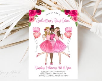 Galentines Day Invitation, Galentine Invitation, Galentines Day Party, Valentines Party Invitation, Party Invite, Editable Template