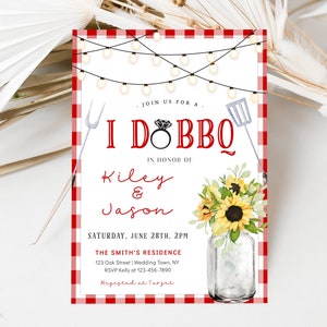 I Do BBQ Invitation Template, Editable BBQ Couples Shower Invitation, I Do BBQ Couple's Shower Invite, Barbecue Rehearsal Dinner Invitation