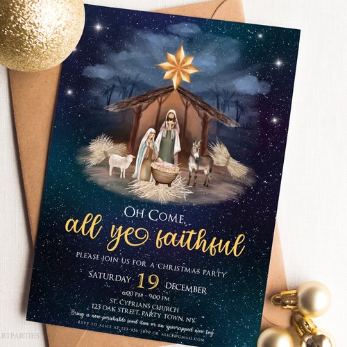 Editable Happy Birthday Jesus Invitation Nativity Kids - Etsy