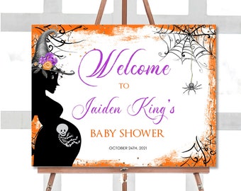 Halloween Baby Shower Welcome Sign, A Little Boo Baby Shower, October Baby Shower, Editable Template, Instant Download, Corjl