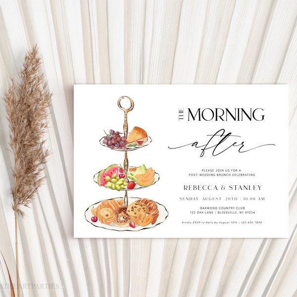 Wedding Brunch Invitation Template, Printable The Morning After, Post Wedding Brunch Invite, Instant Download, Brunch Invite Template, Corjl