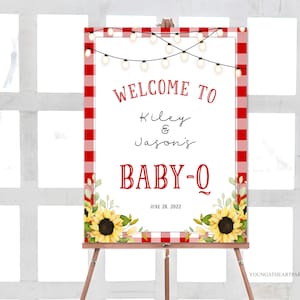 BabyQ Welcome Sign Template, Editable Baby-Q Shower Sign, BBQ Baby Shower Sign, Barbecue Baby Shower Poster, Couples Baby Shower Sign, Corjl