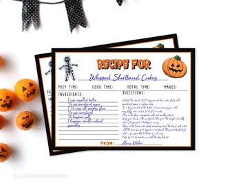 Editable Halloween Cookie Recipe Card, Halloween Holiday Baking Gift Idea, Spooky Recipe Cards, Instant Download, Corjl Template,