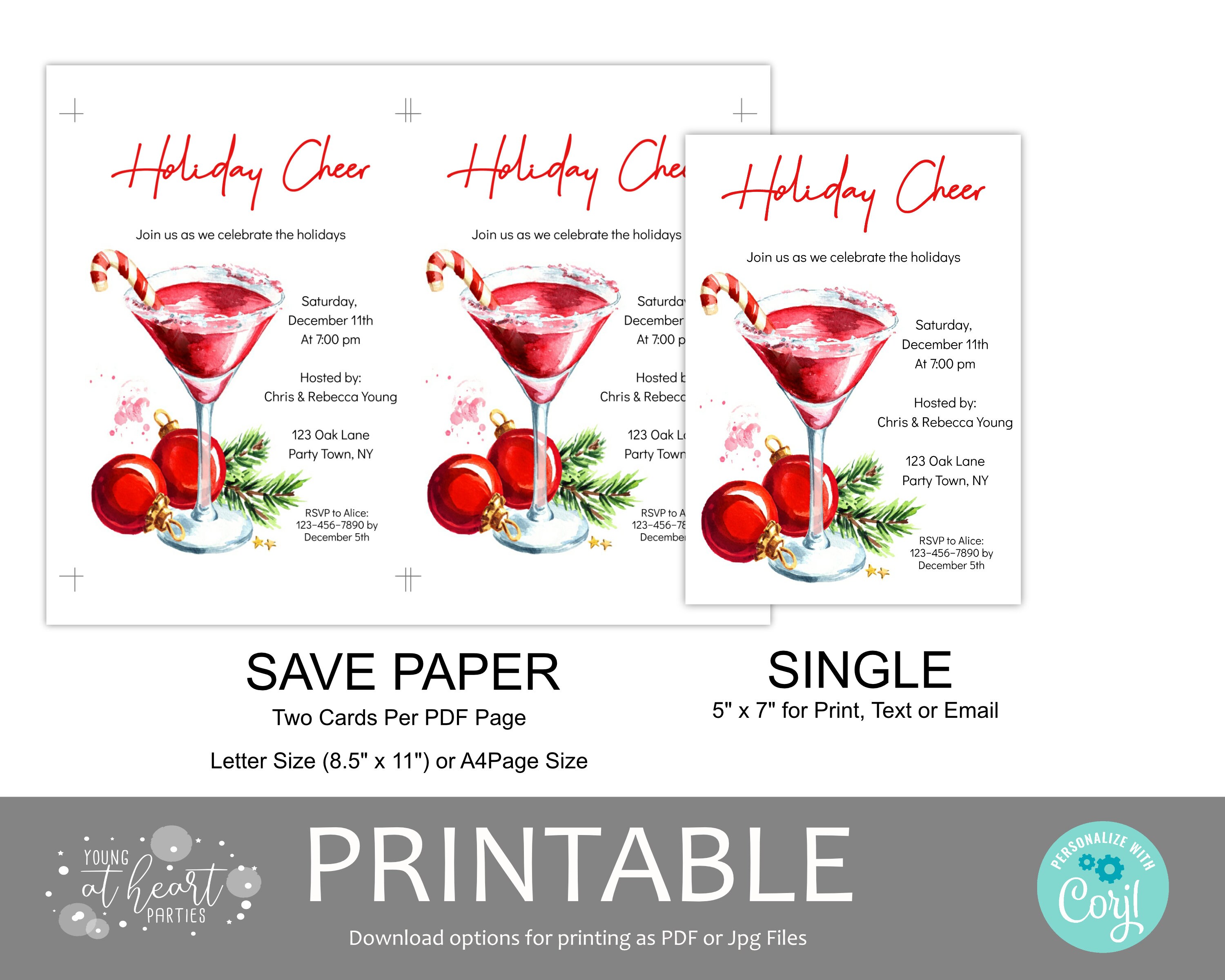Holiday Cocktail Party Invitation Template Christmas Party Etsy