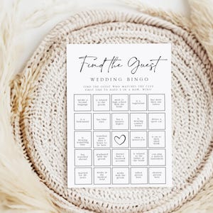 Minimalist Wedding Social Bingo Game, Modern Find the Guest Wedding Bingo Game, Customizable Wedding Bingo Game, Wedding Guest Game, M23