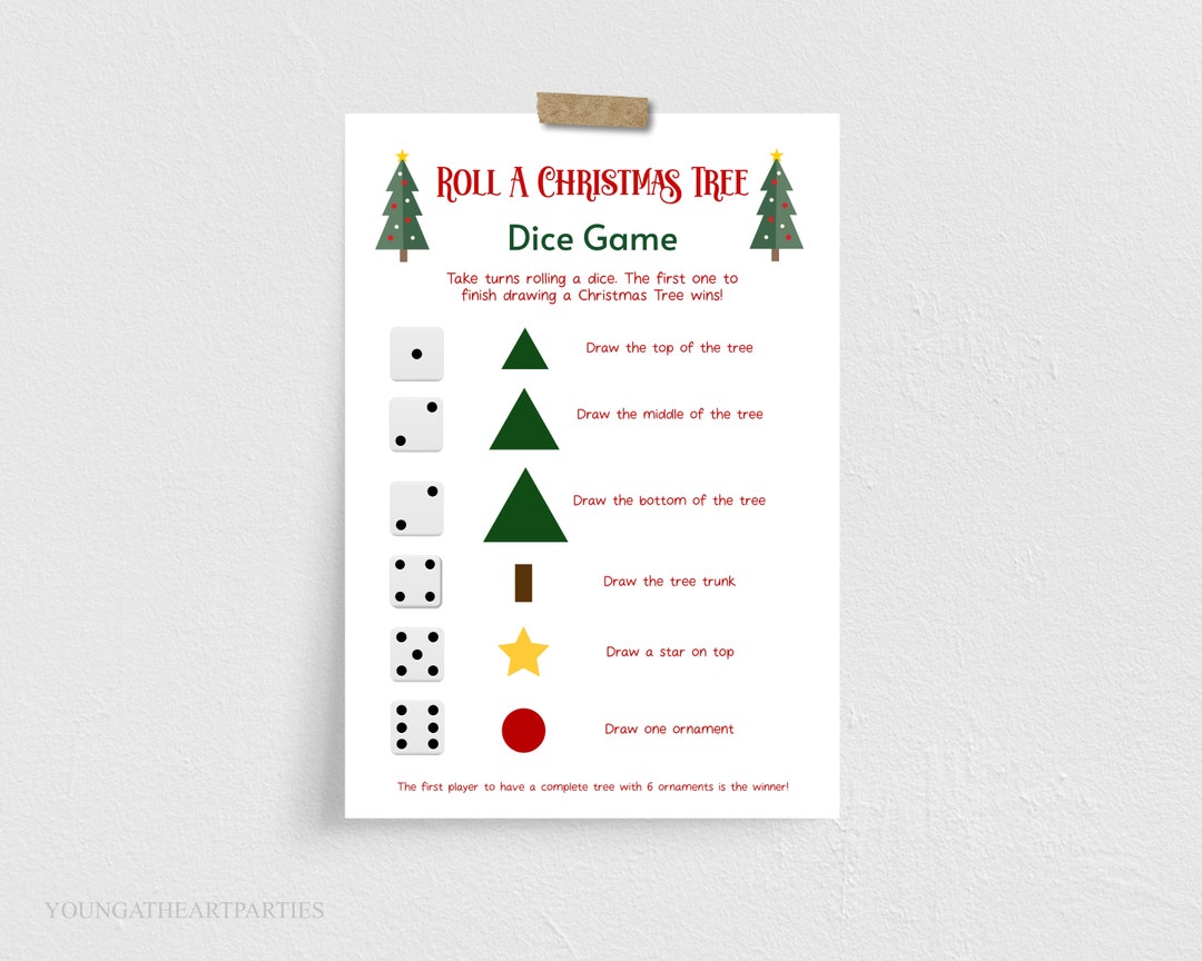 Roll A Christmas Tree Dice Game, Kids Christmas Dice Game, Kids