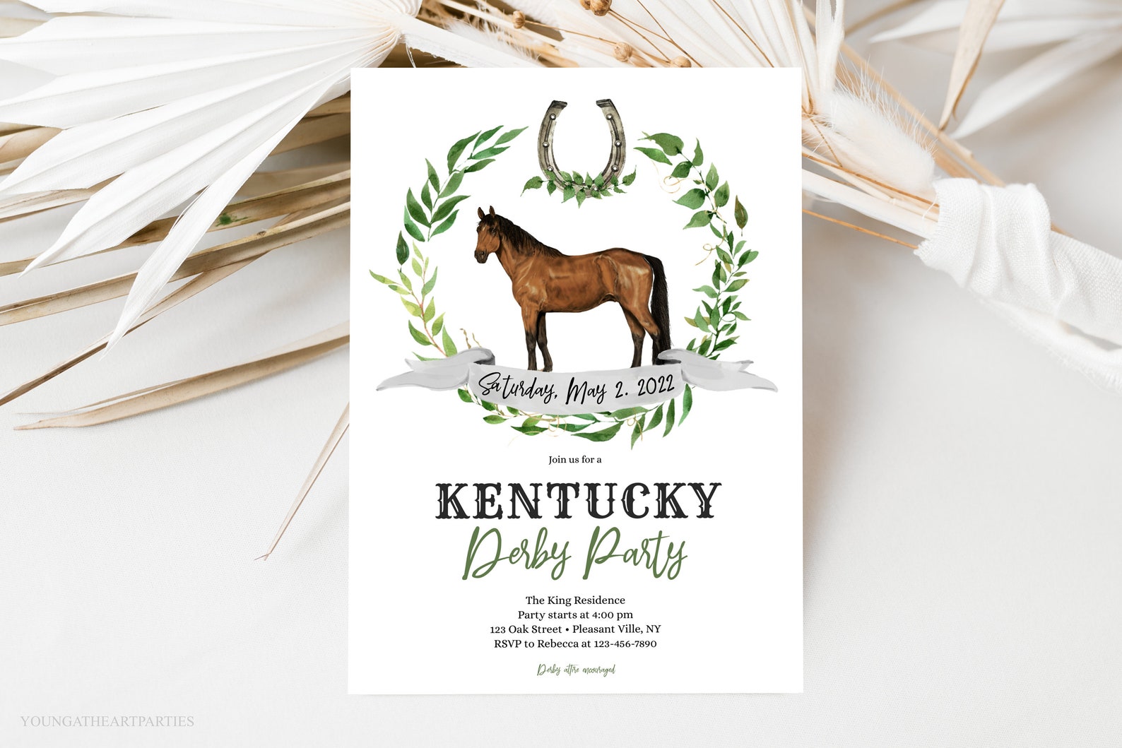 Kentucky Derby Party Invitation Template Horse Racing Party - Etsy