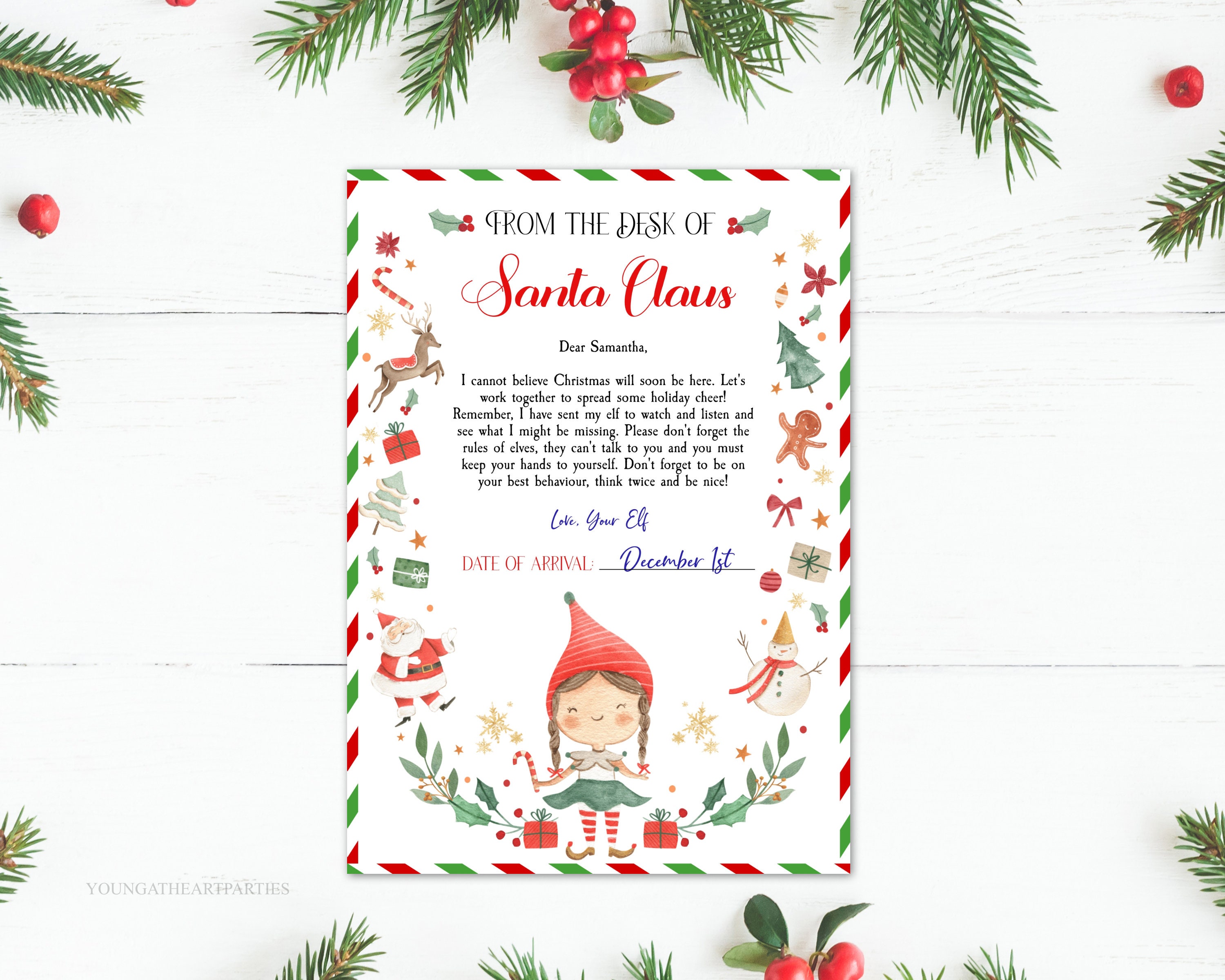 Editable First Time Girl Elf Arrival Letter Christmas Elf Etsy Canada