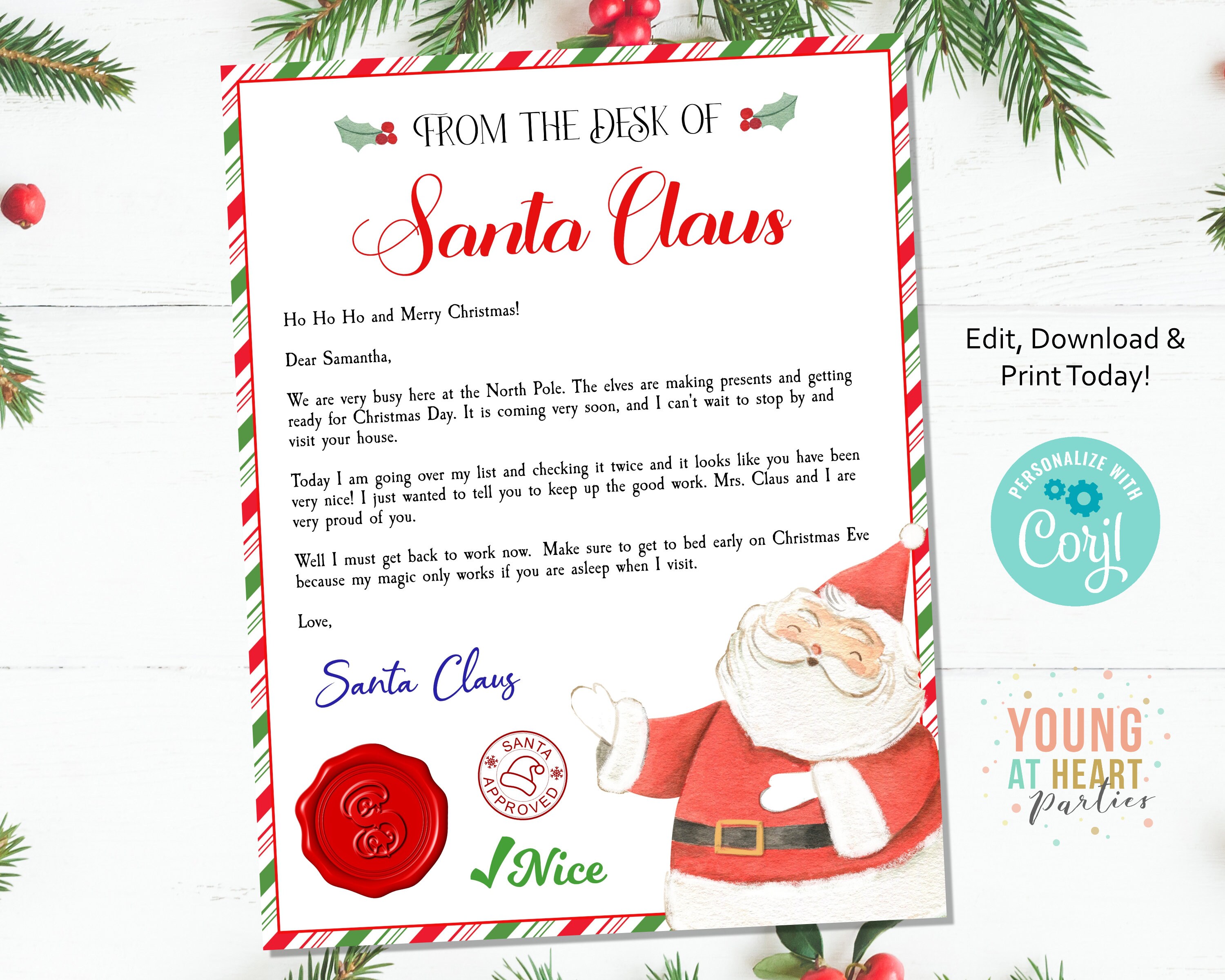 Editable Official Letter From Santa Claus Letter From The Desk Etsy 日本