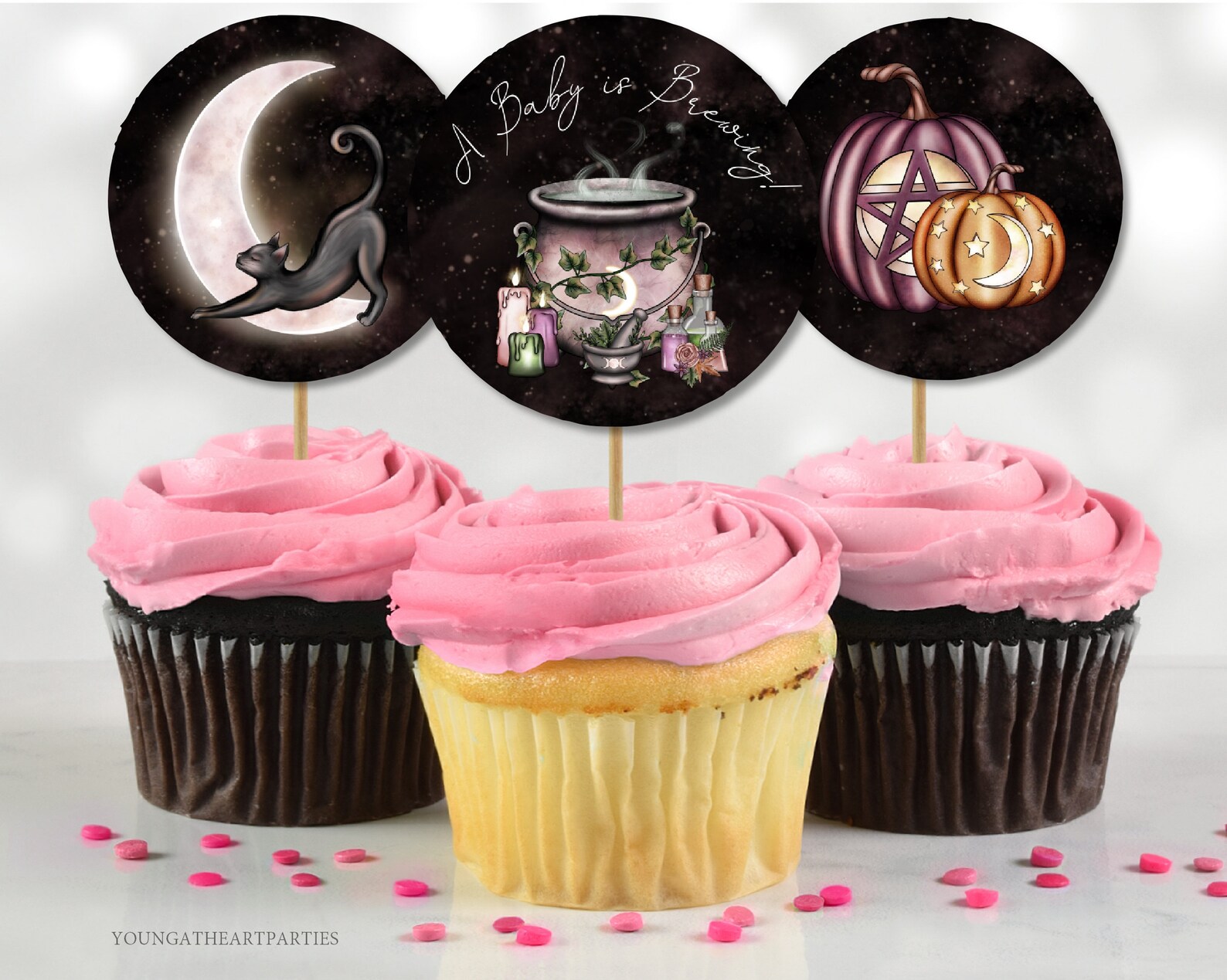 Rsstarxi 24 Pack Halloween 'A Baby Is Brewing' Cupcake Toppers - Ghost Picks For Gender Reveal & Parties - View #4