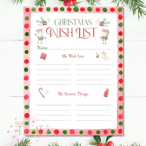 DRUCKBARE Weihnachtswunschliste Brief, Weihnachtsmann Weihnachtswunschliste, Weihnachtsmann Brief, Nordpol Santa Mail, Instant Download