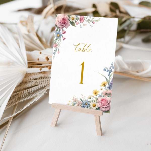 Numéros de table assez floraux pour la fête des mères, sièges de table pour le brunch de la fête des mamans, cartes de table pour le brunch floral printanier, célébration de la fête des mères, Corjl