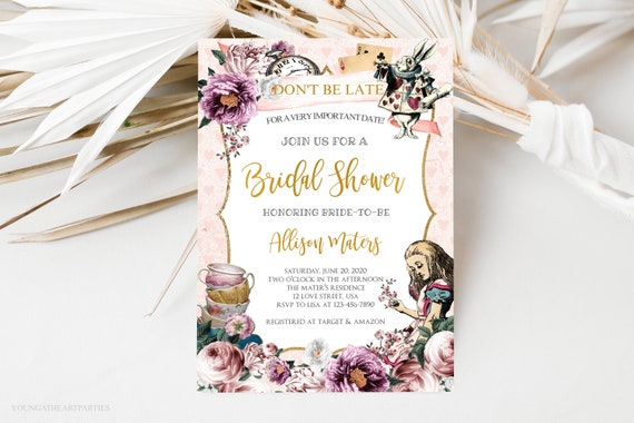 Alice in Wonderland Bridal Shower Invitations - Magical Tea Party