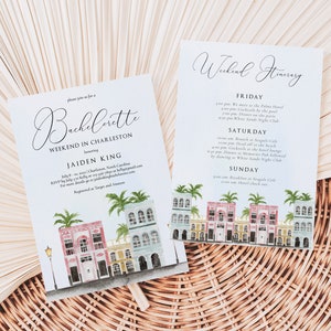 Charleston Bachelorette Invitation & Itinerary Template, Editable Charleston Bachelorette Invitation, Electronic Bachelorette Invitation