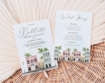 Charleston Bachelorette Invitation & Itinerary Template, Editable Charleston Bachelorette Invitation, Electronic Bachelorette Invitation