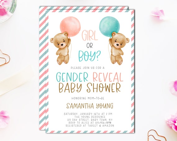 Welcome To Baby Shower Sign Printable-Baby Girl Shower Printable-Girl Themed Shower Sign-Teddy Bear Shower Print-Pink Stripes Gold Shower