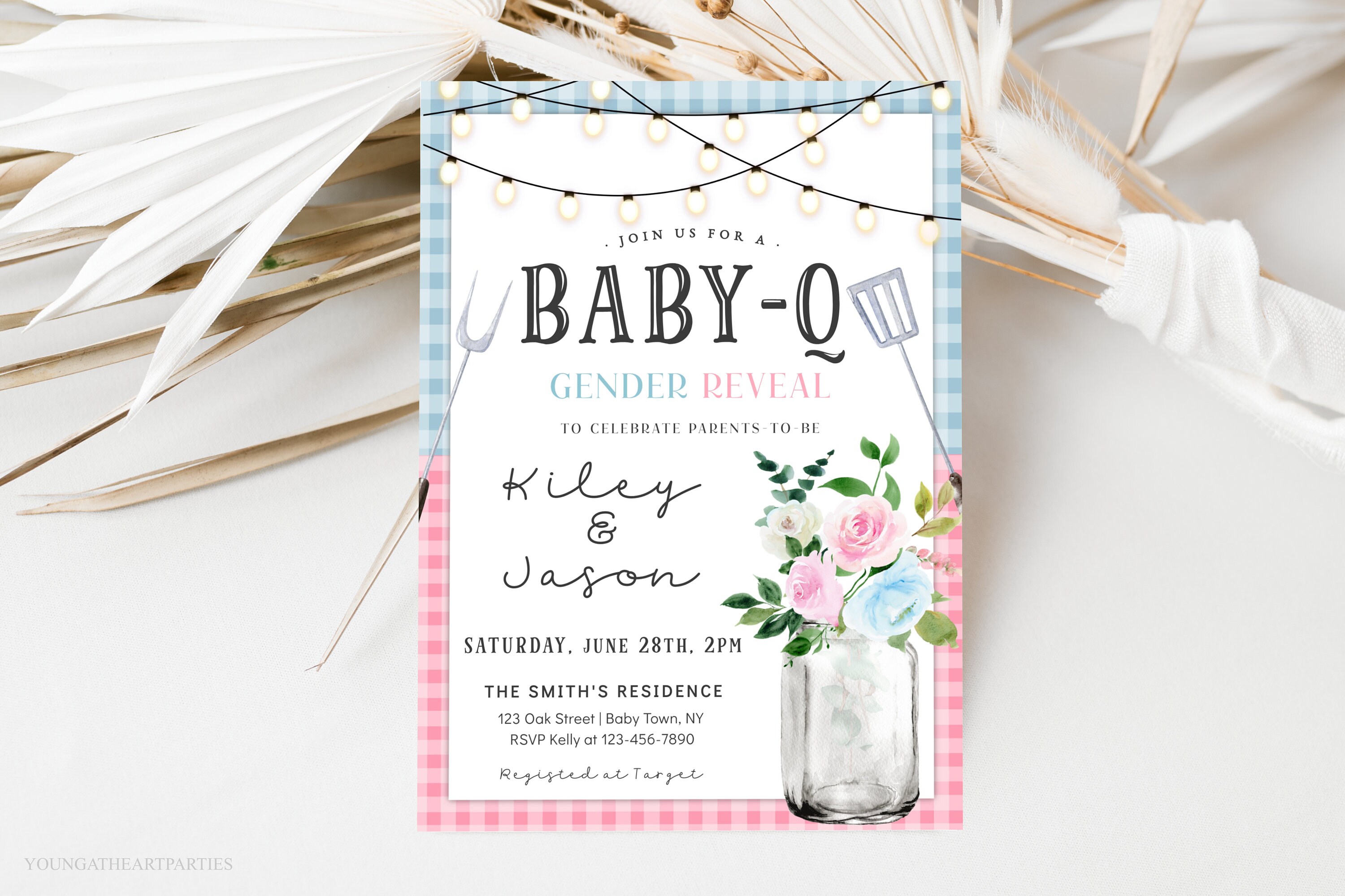 Gender Reveal Babyq Invitation Template Editable Gender Etsy