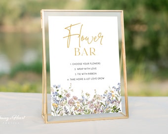 Wildflower Flower Bar Sign, Bouquet Bar Sign, Wildflowers Flower Bar Sign, Make a Bouquet Sign, Shower Sign Printable, Edit with Corjl, WMF