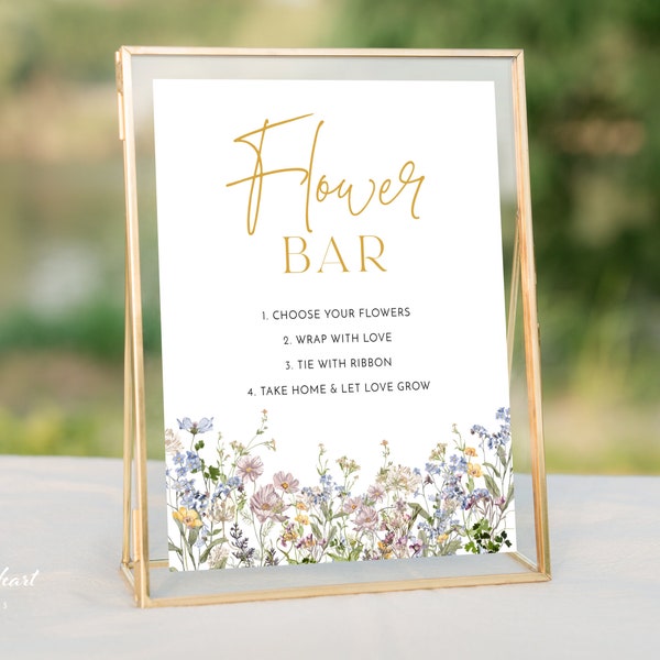 Wildflower Flower Bar Sign, Bouquet Bar Sign, Wildflowers Flower Bar Sign, Make a Bouquet Sign, Shower Sign Printable, Edit with Corjl, WMF