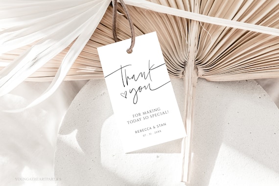 Editable Minimalist Thank You Favor Tag, Modern Bridal Shower Favor Tags, Editable Minimalist Baby Shower Tags, Instant Download, Corjl, M03 Il_570xn