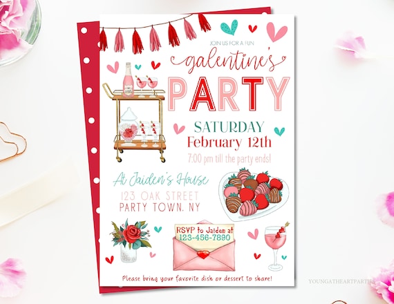 Editable Galentines Day Party Invitation, Galentines Party Invite, Valentines Party Invitation, Girls Night Out Party, Ladies Night Party Il_570xn