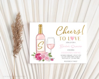 Editable Wine Bridal Shower Invitation Cheers To Love Bridal Shower Invite Valentines Printable Download Corjl Template Printable