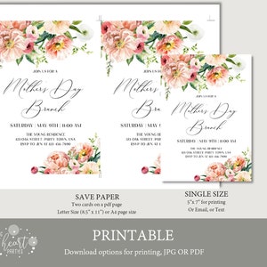 Floral Mother's Day Brunch Invitation, Mothers Day Invitation in Canada, Mothers Day Brunch Invite, Editable Template, Instant Download image 6